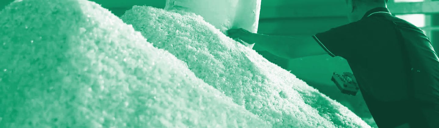 Clean processed recycled PET with supersack, green duotone