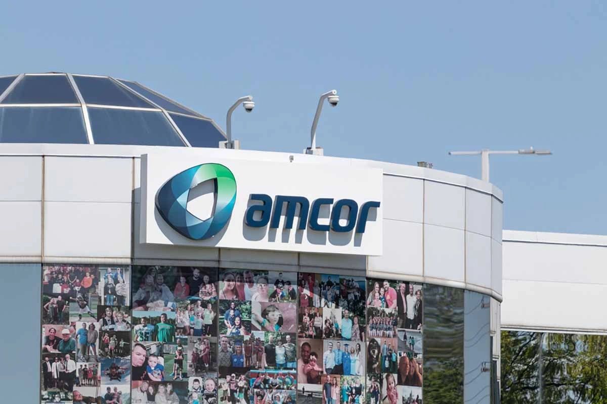 Amcor corporate building facade with the company logo